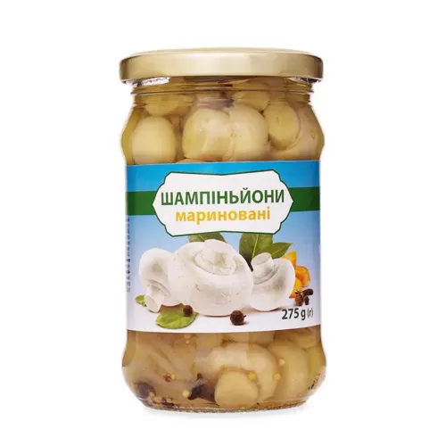 Гриби шампіньйони мариновані стерилізовані, 275г