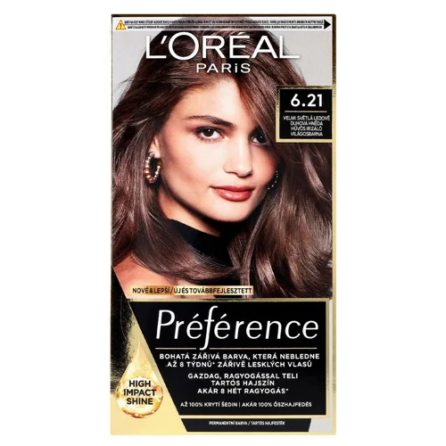 Фарба для волосся L'oreal Paris Preference Core 6.21 Ріволі перламутровий світло-каштановий