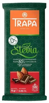 Шоколад чорний Trapa Stevia без цукру 75г