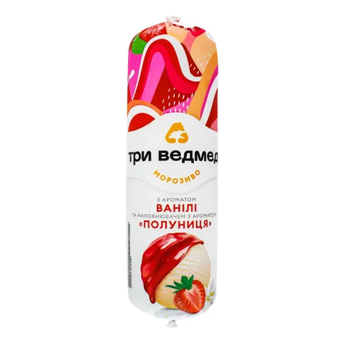 Морозиво 10% Ваніль-Полуниця Три ведмеді м/у 750г