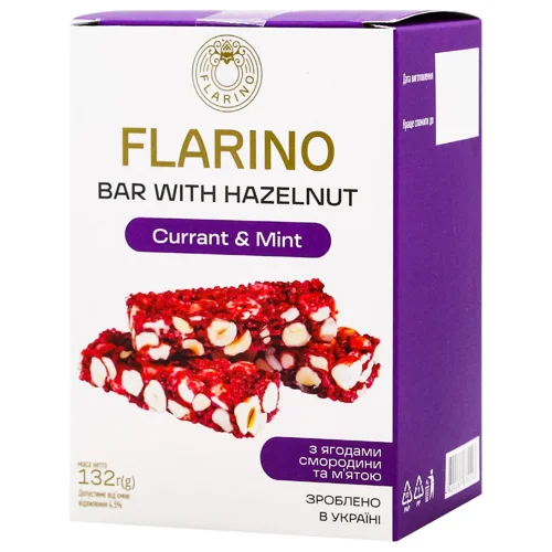 Батончики Flarino з фундуком, смородиною та м'ятою 6шт х 22г