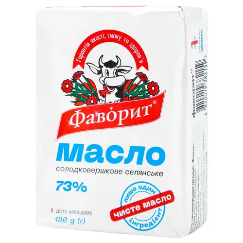 Масло Фаворит солодковершкове селянське 73% 180г