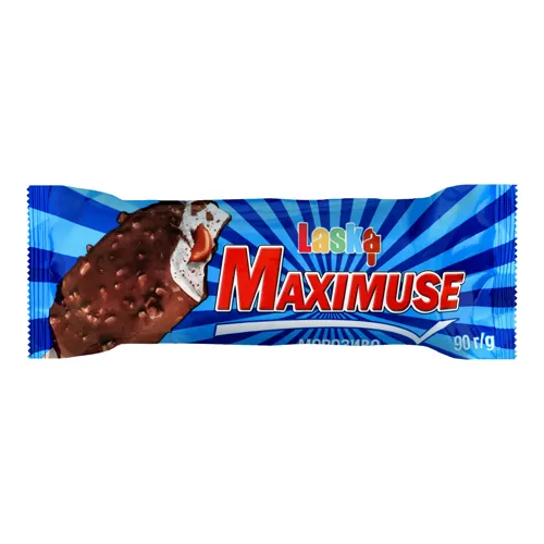 Морозиво 12% у кондитерській глазурі з арахісом Карамель Maximuse Laska м/у 90г