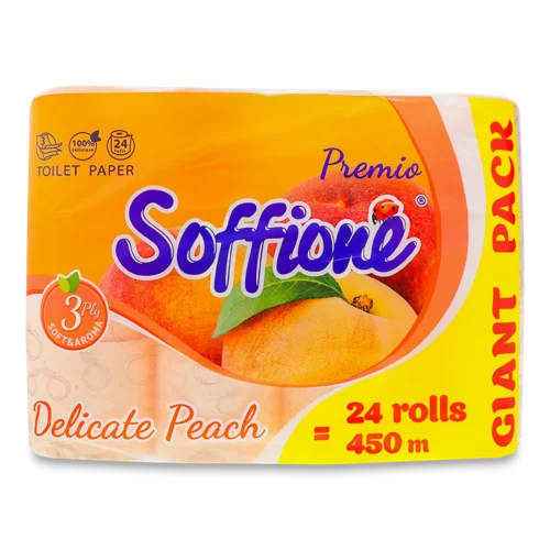 Папір Туалетний 3-Шаровий Ніжний Персик Premio Soffione, 24 шт