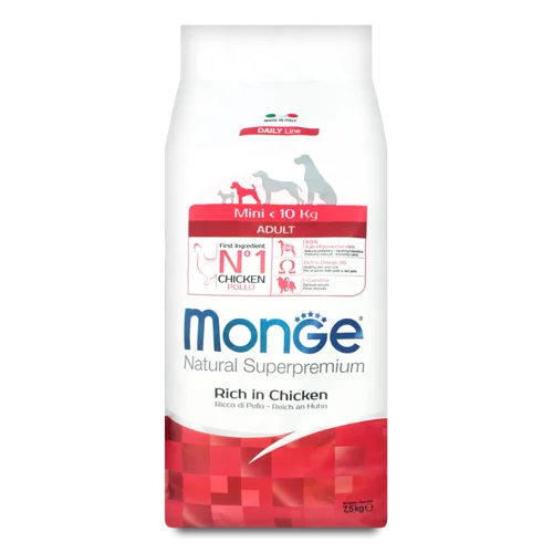 Корм сухий з куркою для собак Adult Mini Natural Superpremium Monge, м/у 7.5 кг