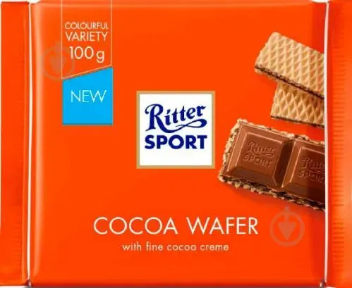 Шоколад Ritter Sport молочний з начинкою какао та вафлі 100г
