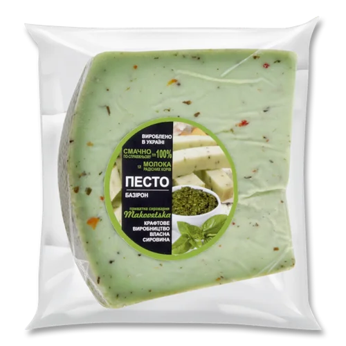 Сир Твердий Песто Базірон 45% Makovetska Приватна Сироварня, кг