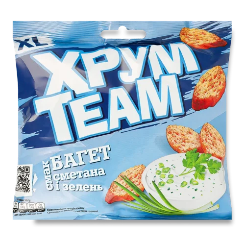 Сухарики Сметана та зелень XXL Багет ХрумTeam м/у, 100г