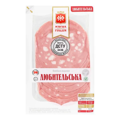 Ковбаса варена Любительська М'ясна Гільдія вищого ґатунку 0.1кг