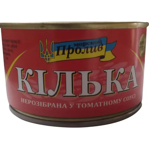 Кілька Морська Протока чорноморська нерозібрана в томатному соусі 220г