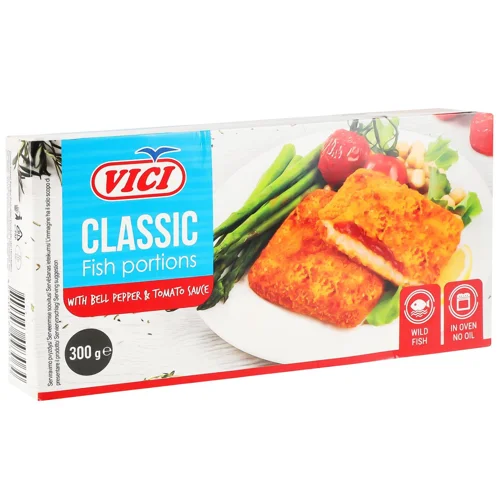 Філе риби Vici Classic рублене з соусом із перцю та помідорів в паніровці 300г