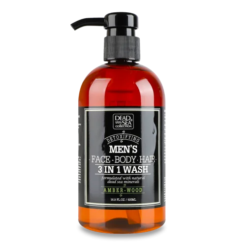 Гель для Душу, Волосся та Обличчя 3в1 Amber Wood Men's Dead Sea Collection, 500мл