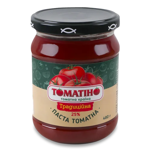 Паста Томатна 25% Традиційна Томатіно в/с скляна банка 480г