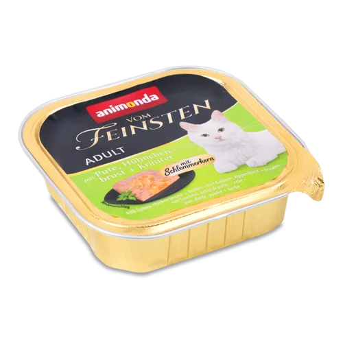 Корм Консервований Для Котів З Індичкою, Курячою Грудкою І Травами, В/ґ, Лоток 100г