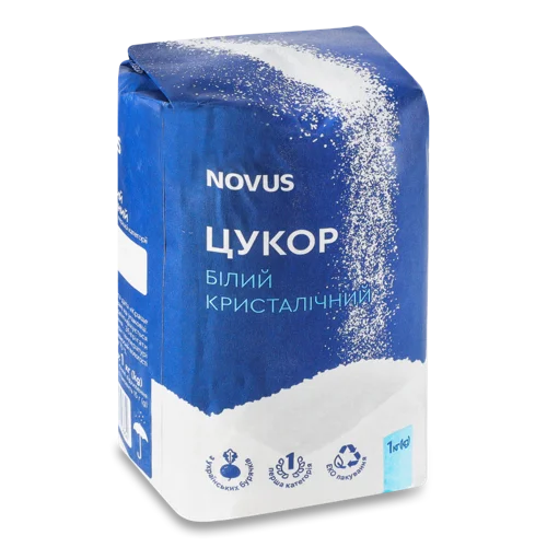 Цукор Білий Кристалічний В/ґ З Цукрових Буряків, Перший Ґатунок, Novus, 1кг