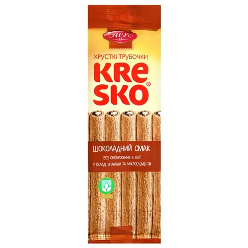 Хрусткі трубочки АВК Kresko Шоколадний смак 40г