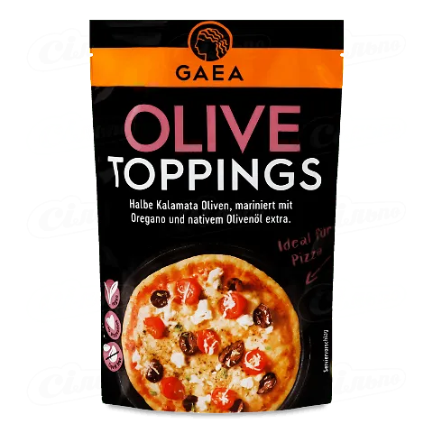 Оливки Gaea Каламата «Для піци» половинками у маринаді, 60г
