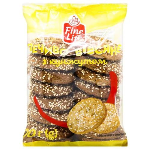 Печиво Fine Life вівсяне з кунжутом 400г