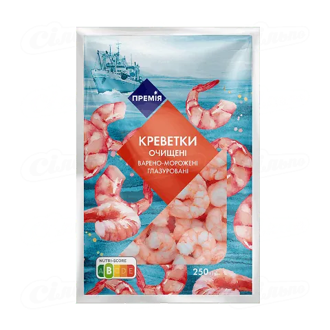 Креветки «Премія»® очищені варено-морожені, 250г