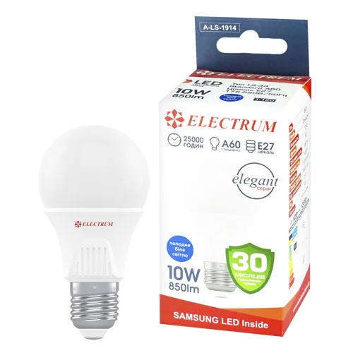 Лампа Electrum світлодіодна A60 10W PA LS-33 Elegant Е27 4000 A-LS-1914