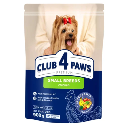 Корм сухий Club 4 Paws Premium з куркою для дорослих собак малих порід 900г