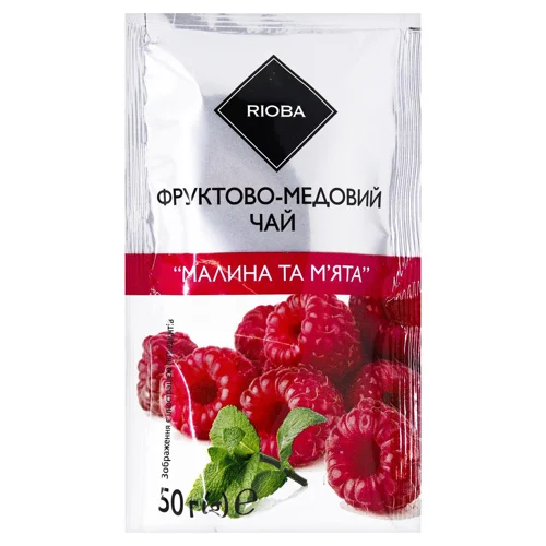 Чай фруктово-медовий Rioba концентрат Малина і м'ята 50г