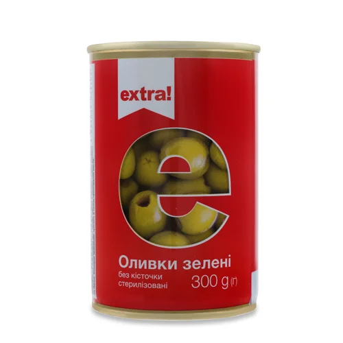 Оливки Extra! зелені без кісточки 300г