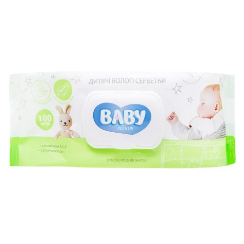 Серветки вологі Novus Baby з клапаном 100шт