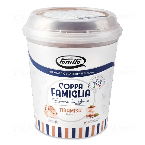 Морозиво Tonitto зі смаком тирамісу з кавовою начинкою, 500г