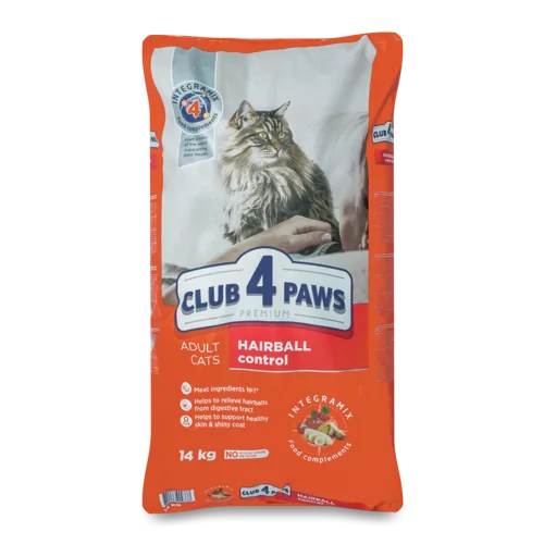 Корм сухий для дорослих котів Premium Hairball Control, Club 4 Paws, в/ґ, 14 кг