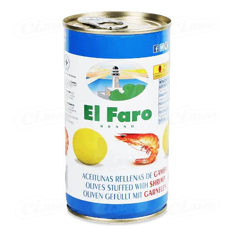 Оливки El Faro фаршировані креветками, 350г