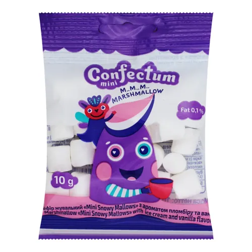 Зефір жувальний з ароматом пломбіру та ванілі Mini Snow Мallows Confectum м/у 10г