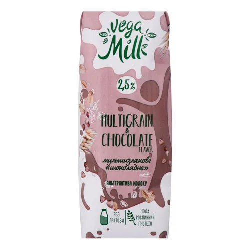 Напій мультизлаковий 2.5% шоколадний ультрапастеризований Multigran&Chocolate Vega Milk т/п 250мл