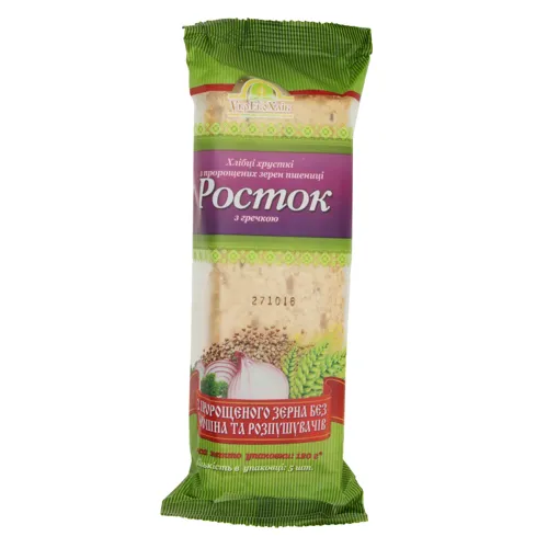 Хлібці хрусткі з пророщених зерен пшениці з гречкою Росток м/у 120г