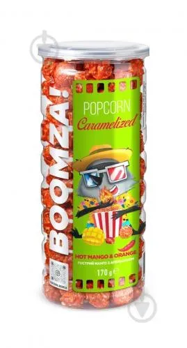 Попкорн BOOMZA тубус Карамел-й "Манго з апельсином" 170г, 12 шт