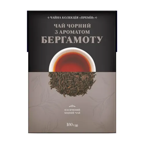 Чай чорний «Премія»® Earl Grey індійський з бергамотом великолистовий, 100г