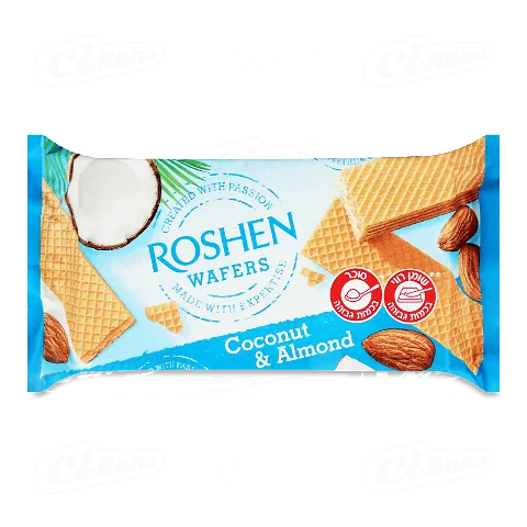 Вафлі Roshen Wafers кокос та мигдаль, 216г
