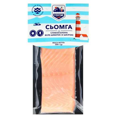 Сьомга Fishtime філе-шматок слабосолона 300г
