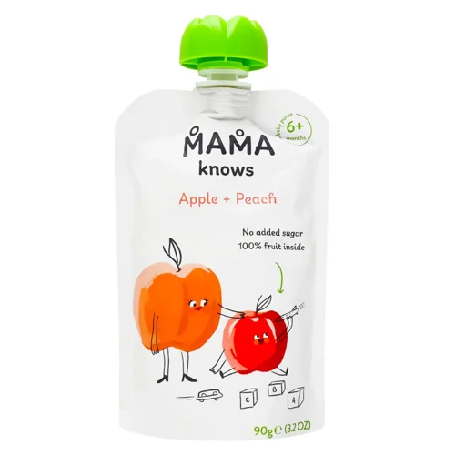 Пюре Mama knows яблуко-персик без цукру 90г