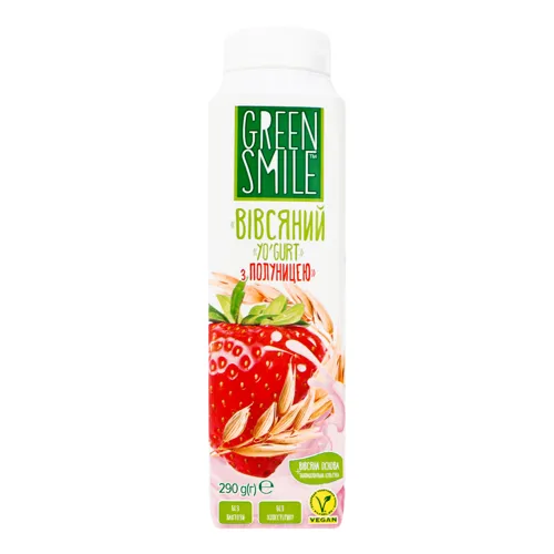 Продукт вівсяний 1.5% ферментований Полуниця Yo'gurt Green Smile т/п 290г