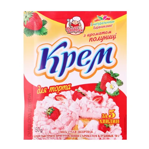 Крем швидкого приготування з ароматом полуниці Добрик м/у 50г