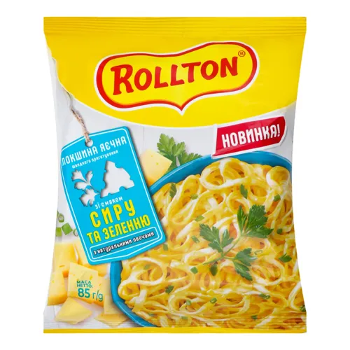 Локшина швидкого приготування яєчна зі смаком сиру та зеленню Rollton м/у 85г