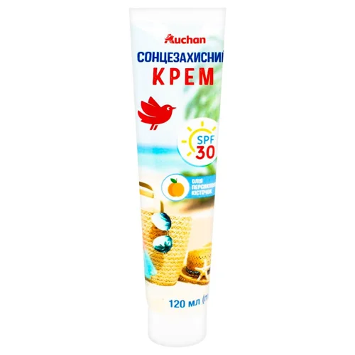 Крем сонцезахисний Auchan SPF30 120мл