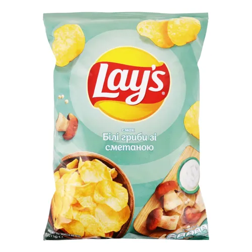 Чіпси зі смаком білих грибів зі сметаною Lays м/у 133г