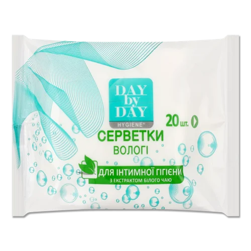 Вологі Серветки для Інтимної Гігієни з Екстрактом Білого Чаю Hygiene Day by Day, 20 шт