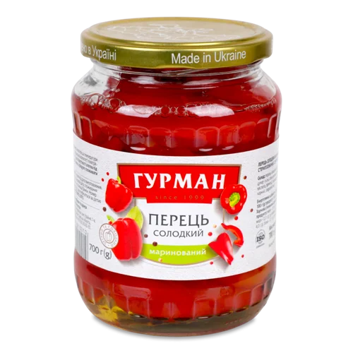 Перець солодкий маринований в/ґ, 700г, Гурман