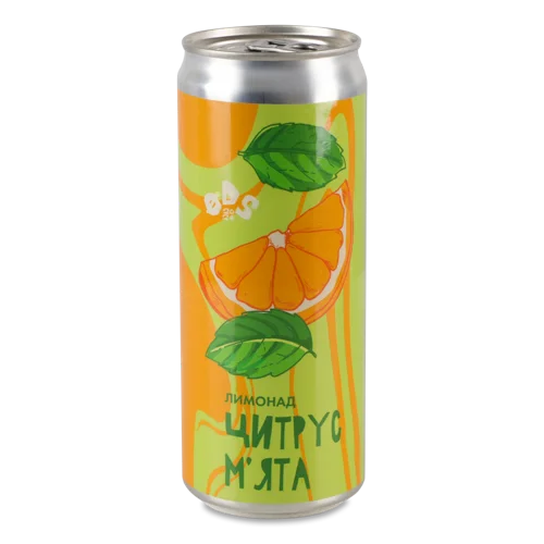 Напій Безалкогольний Газований Цитрус-М'ята Лимонад, з/б 330мл