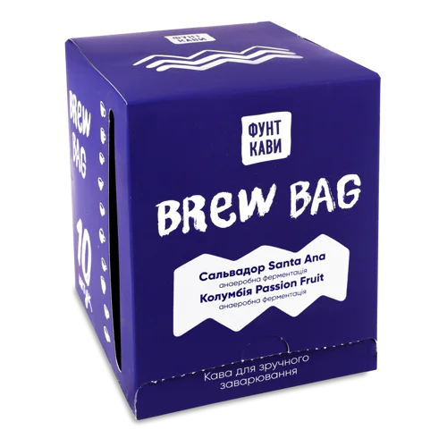 Кава Натуральна Смажена Мелена В/ґ Сальвадор Santa Ana Колумбія Passion Fruit Brew Bag, 10х11г