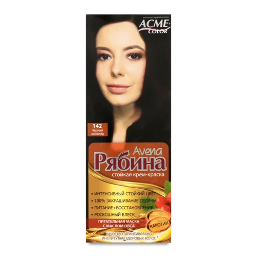 Крем-фарба Для Волосся №142 Чорний Шоколад Рябина, Avena Acme Color, 1 шт