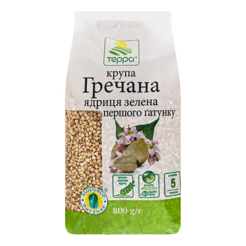 Крупа гречана ядриця зелена Терра м/у 800г